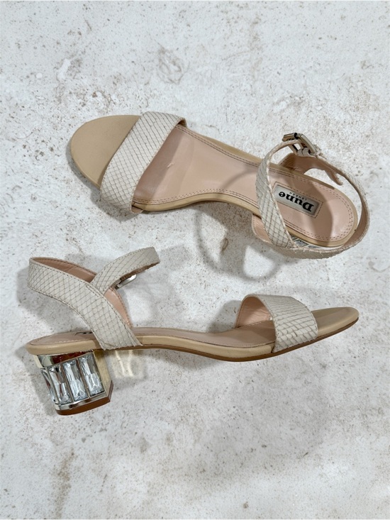 Dune London Shoes - Dune London Crystal Block Nude Heel Leather Sandal Size 9 - Quiet Luxury